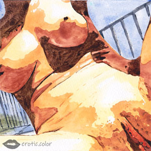 Nude Watercolor Portrait by erotic.color